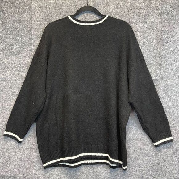 TORRID Sweater Size 2X Black Red Sequin Plaid Lips Crew Neck Pullover Festive - Picture 14 of 16